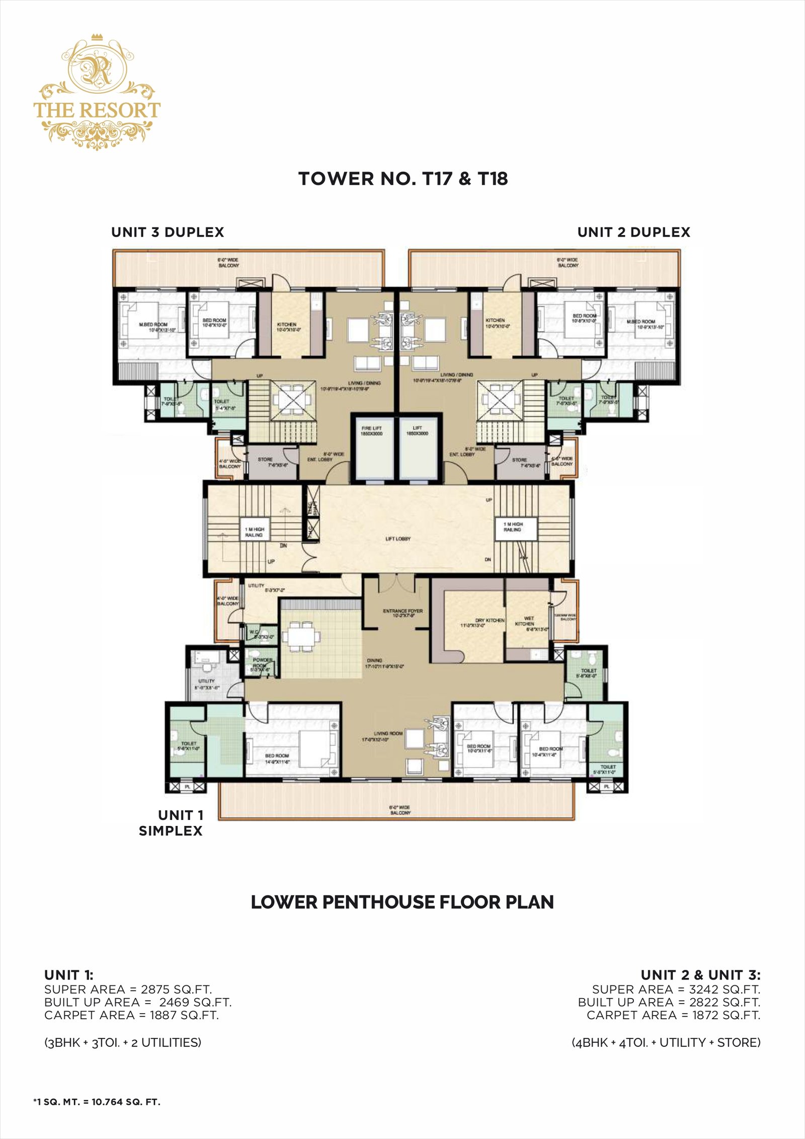 T17 & T18 LOWER PENTHOUSE FLOOR PLAN