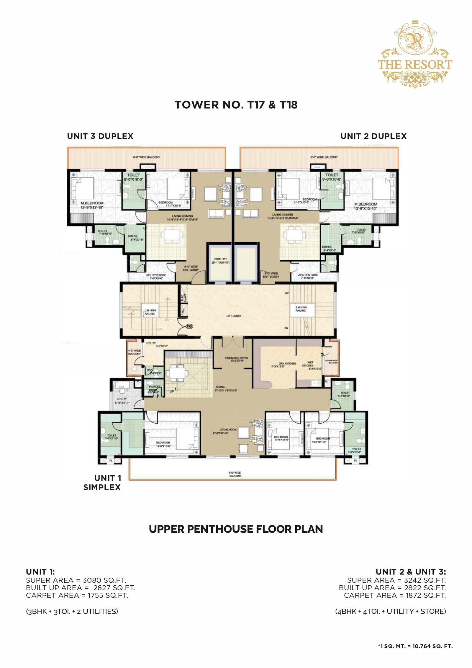 T17 & T18 UPPER PENTHOUSE FLOOR PLAN